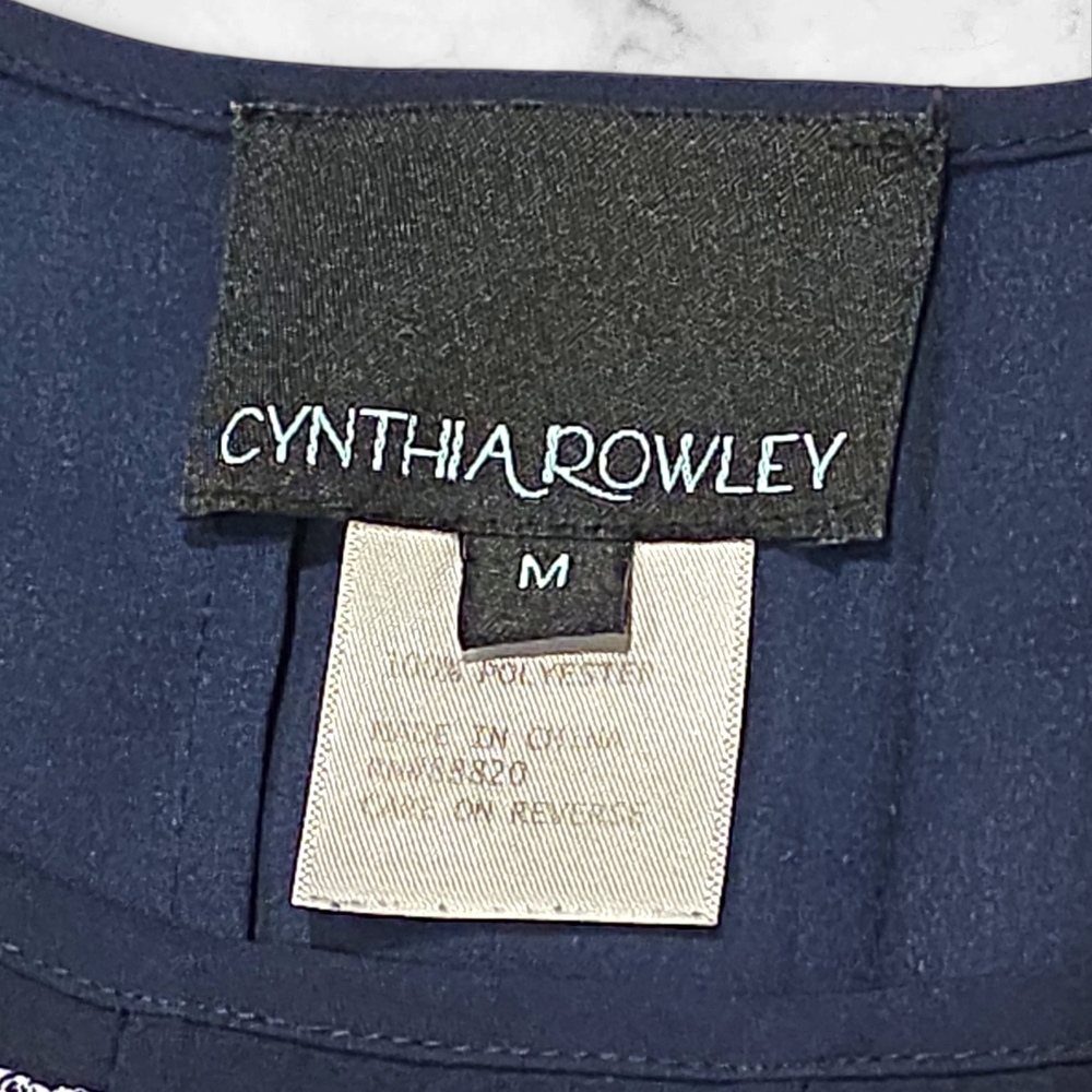 Cynthia Rowley Navy and White Sleeveless Blouse Shirt Top Size Medium (M) C42 - Picture 3 of 8
